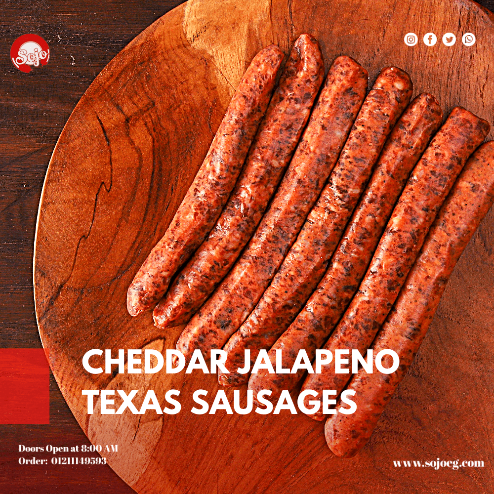 سجق تكساس بالشيدر والهالبينو Raw Items (No preservatives) المنتجات النيئة (خالية من المواد الحافظة) Cheddar Jalapeno Texas Sausages 